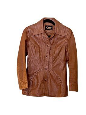 Leather Jacket Brown Women's sz 5/6 Vintage 1970s Cocoa Brown by Condor NICE